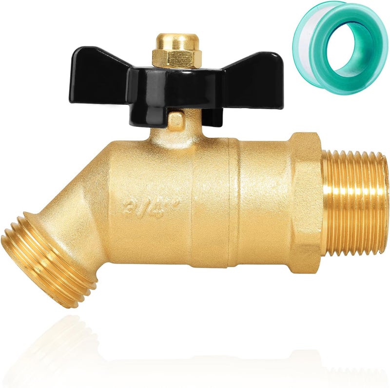 SIGURANTA 3/4" NPT/MIP Brass Male Hose Faucet, Water Spigot with 3/4" Male GHT Thread, Heavy-Duty Outdoor Hose Full-Flow Valve Outdoor Faucet (3/4" NPT Inlet Butterfly Handle) - Image 1